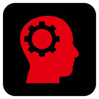 Akıl vites düz kare vektör simgesi