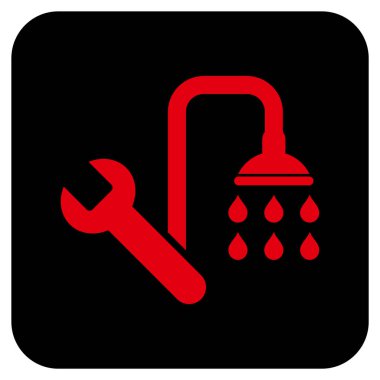 Sıhhi tesisat düz kare vektör simgesi