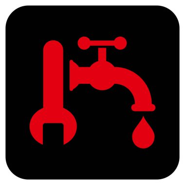 Sıhhi tesisat düz kare vektör simgesi