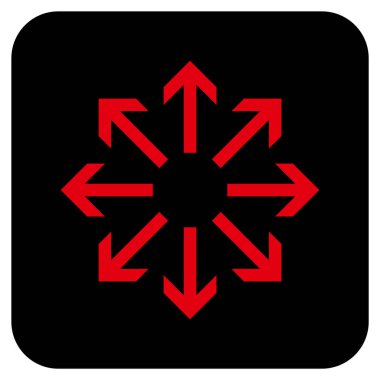 Radyal oklar düz kare vektör simgesi