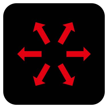 Radyal oklar düz kare vektör simgesi