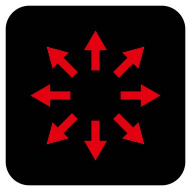 Radyal oklar düz kare vektör simgesi
