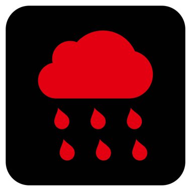 Yağmur bulutu düz kare vektör simgesi