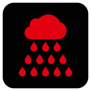 Yağmur bulutu düz kare vektör simgesi