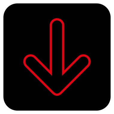 Düz aşağı yönlü ok vektör simgesi kare