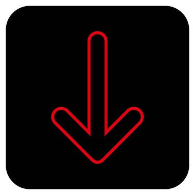 Düz aşağı yönlü ok vektör simgesi kare