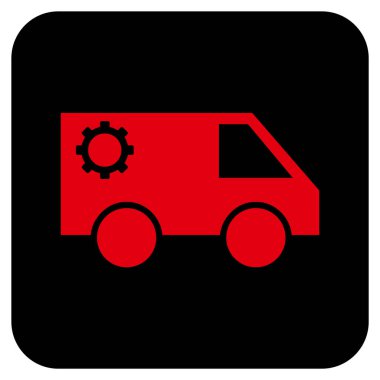 Hizmet araba düz kare vektör simgesi