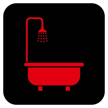 Duş banyo düz kare vektör simgesi