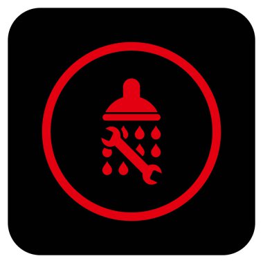 Duş sıhhi tesisat düz kare vektör simgesi