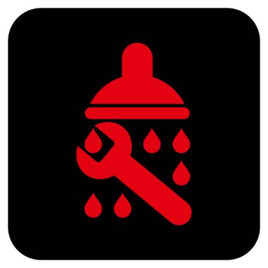 Duş sıhhi tesisat düz kare vektör simgesi