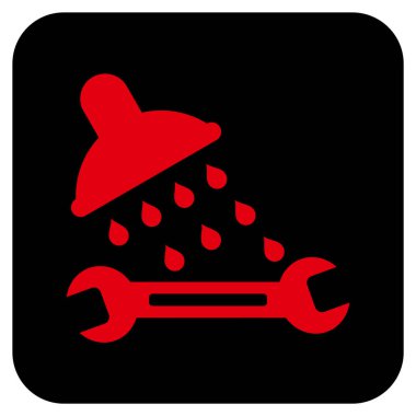 Duş sıhhi tesisat düz kare vektör simgesi