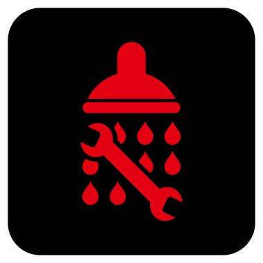 Duş sıhhi tesisat düz kare vektör simgesi