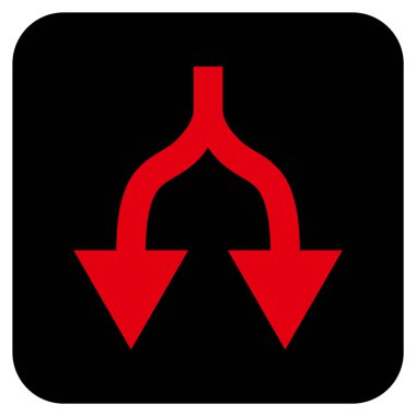 Düz kare vektör simgesi aşağı okları bölme