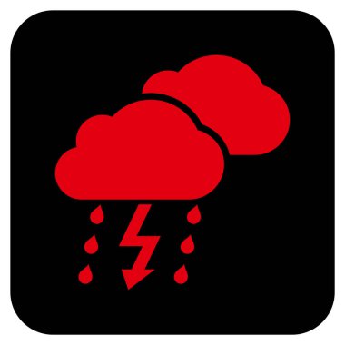 Fırtına bulutları düz kare vektör simgesi