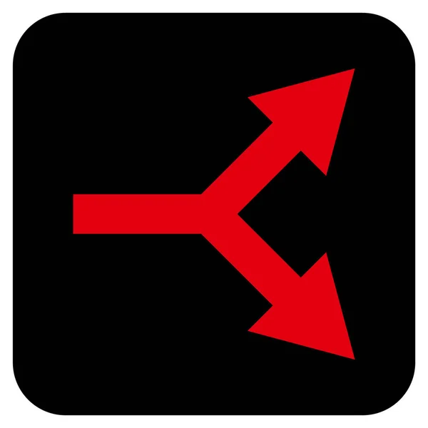 Icona vettoriale quadrata piatta destra freccia biforcazione — Vettoriale Stock