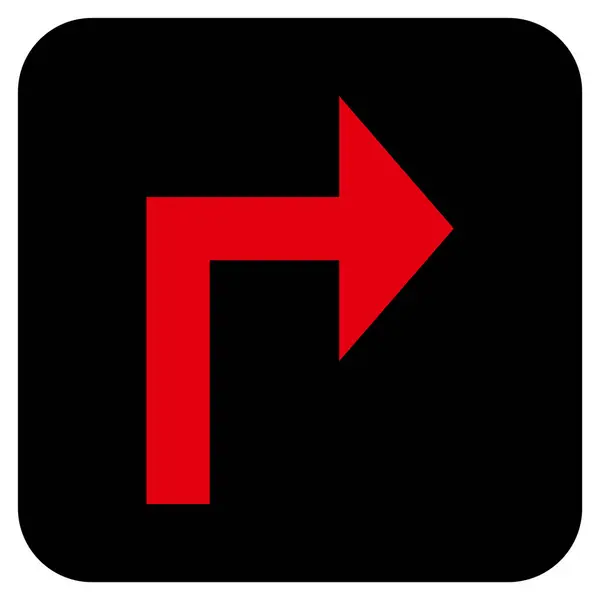 Turn Right Flat Squared Vector Icon — Stock Vector