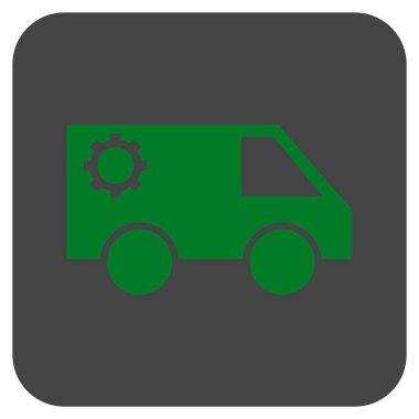 Hizmet araba düz kare vektör simgesi