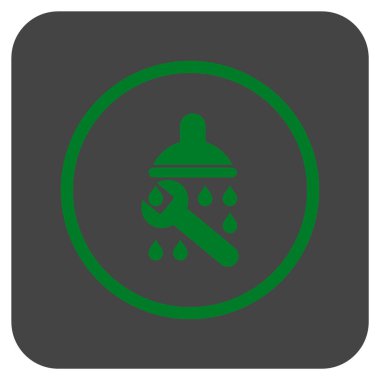 Duş sıhhi tesisat düz kare vektör simgesi