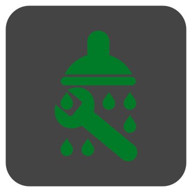 Duş sıhhi tesisat düz kare vektör simgesi