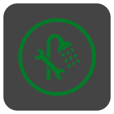 Duş sıhhi tesisat düz kare vektör simgesi