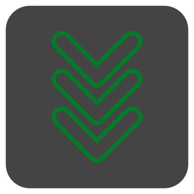 İşaretçi aşağı düz kare vektör simge üçlü