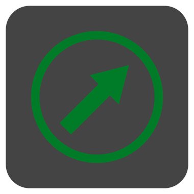 Yukarı sağ yuvarlak ok düz kare vektör simgesi