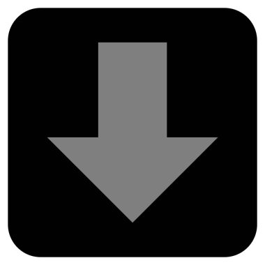 Düz aşağı ok vektör simgesi kare