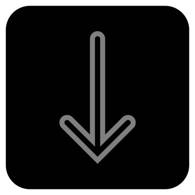 Düz aşağı ok vektör simgesi kare