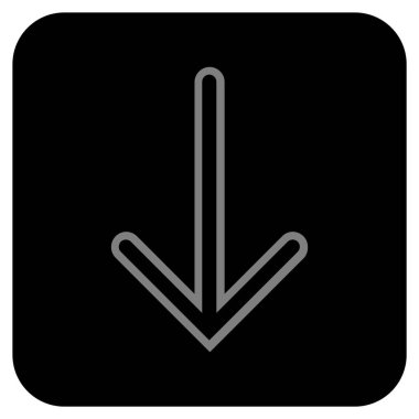 Düz aşağı ok vektör simgesi kare