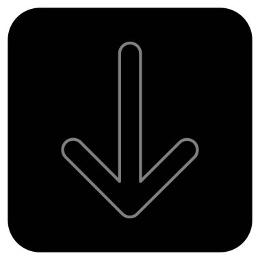 Düz aşağı ok vektör simgesi kare