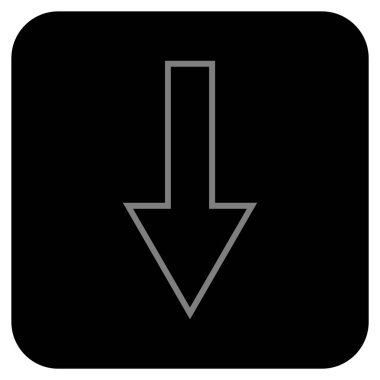 Düz aşağı ok vektör simgesi kare