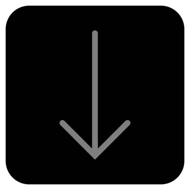 Düz aşağı ok vektör simgesi kare