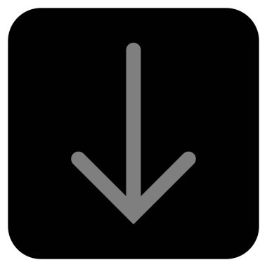 Düz aşağı ok vektör simgesi kare