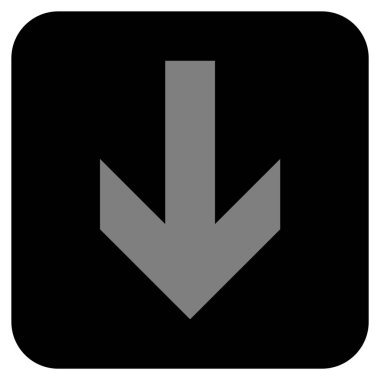 Düz aşağı ok vektör simgesi kare