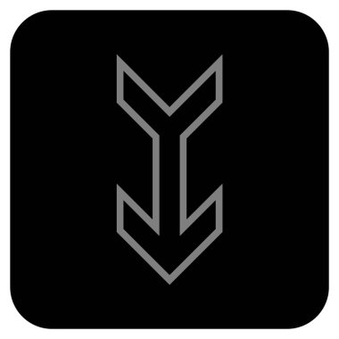 Düz aşağı ok vektör simgesi kare