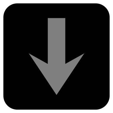 Düz aşağı ok vektör simgesi kare