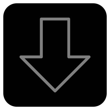 Düz aşağı ok vektör simgesi kare