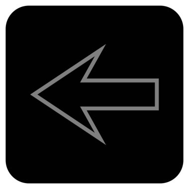 Düz sol ok vektör simgesi kare