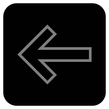 Düz sol ok vektör simgesi kare