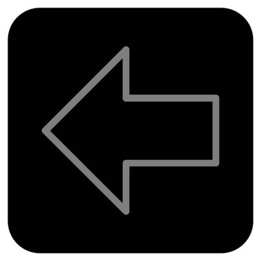 Düz sol ok vektör simgesi kare