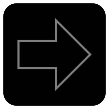 Ok sağ düz vektör simgesi kare