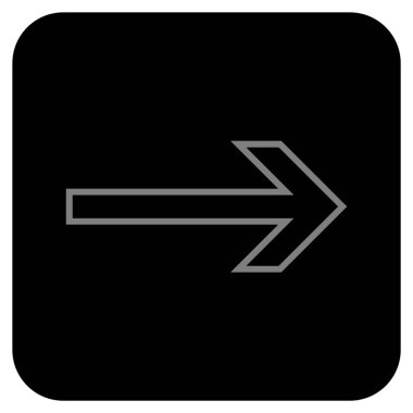 Ok sağ düz vektör simgesi kare