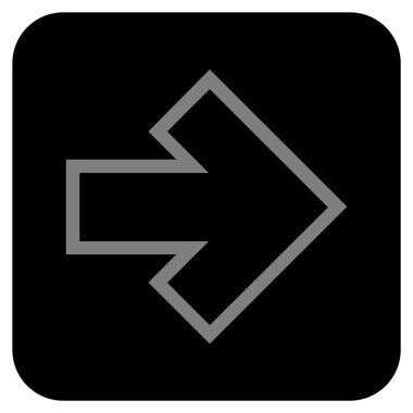 Ok sağ düz vektör simgesi kare