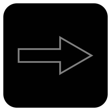 Ok sağ düz vektör simgesi kare