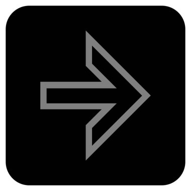 Ok sağ düz vektör simgesi kare