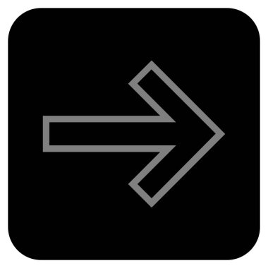 Ok sağ düz vektör simgesi kare