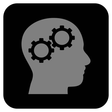 Beyin vites düz kare vektör simgesi