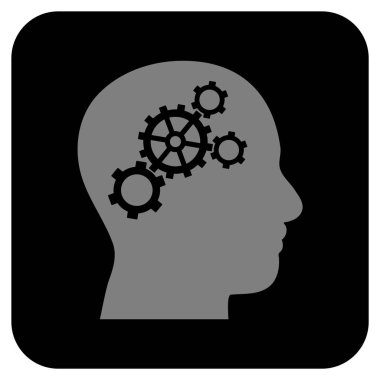 Beyin vites düz kare vektör simgesi