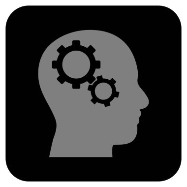 Beyin vites düz kare vektör simgesi