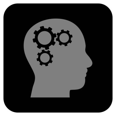 Beyin vites düz kare vektör simgesi